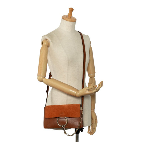クロエ フェイ 斜め掛け ショルダーバッグ ブラウン オレンジ レザー スエード レディース Chloe 【中古】