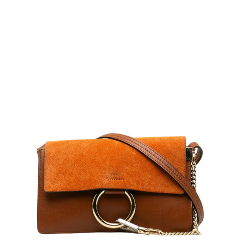 クロエ フェイ 斜め掛け ショルダーバッグ ブラウン オレンジ レザー スエード レディース Chloe 【中古】