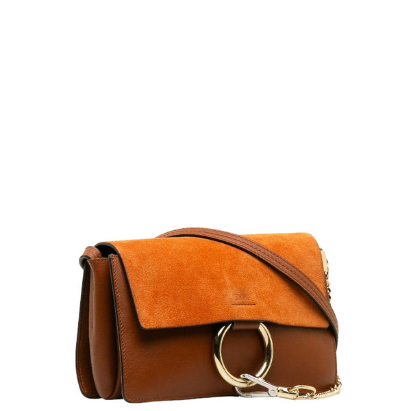 クロエ フェイ 斜め掛け ショルダーバッグ ブラウン オレンジ レザー スエード レディース Chloe 【中古】