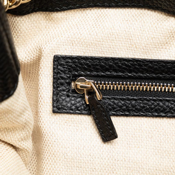 グッチ インターロッキングG ソーホー  チェーン ショルダーバッグ トートバッグ 308982 ブラック レザー レディース GUCCI 【中古】