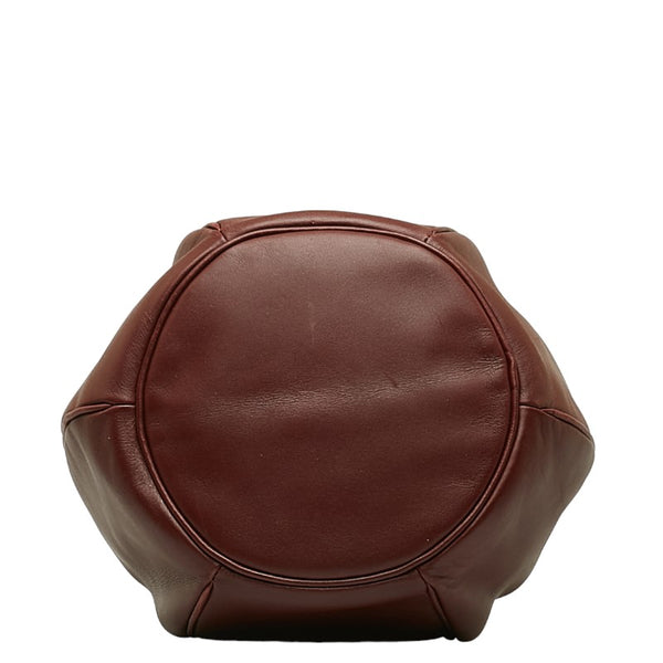 カルティエ マストライン 巾着 ゴールド金具 斜め掛け ショルダーバッグ ボルドー ワインレッド レザー レディース CARTIER 【中古】