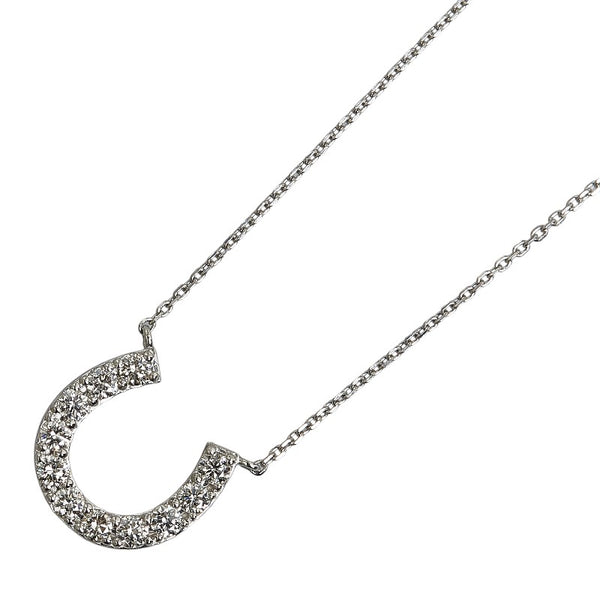 Pt900 プラチナ Pt850 プラチナ ダイヤ0.30ct 馬蹄 ネックレス ペンダント レディース 【中古】