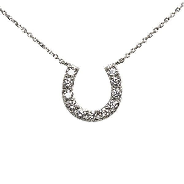 Pt900 プラチナ Pt850 プラチナ ダイヤ0.30ct 馬蹄 ネックレス ペンダント レディース 【中古】