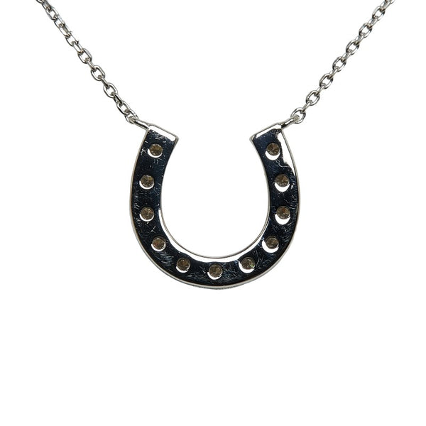 Pt900 プラチナ Pt850 プラチナ ダイヤ0.30ct 馬蹄 ネックレス ペンダント レディース 【中古】