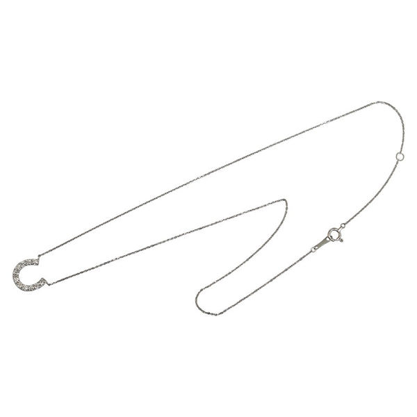 Pt900 プラチナ Pt850 プラチナ ダイヤ0.30ct 馬蹄 ネックレス ペンダント レディース 【中古】