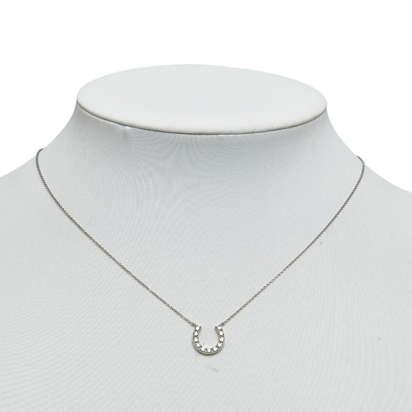 Pt900 プラチナ Pt850 プラチナ ダイヤ0.30ct 馬蹄 ネックレス ペンダント レディース 【中古】