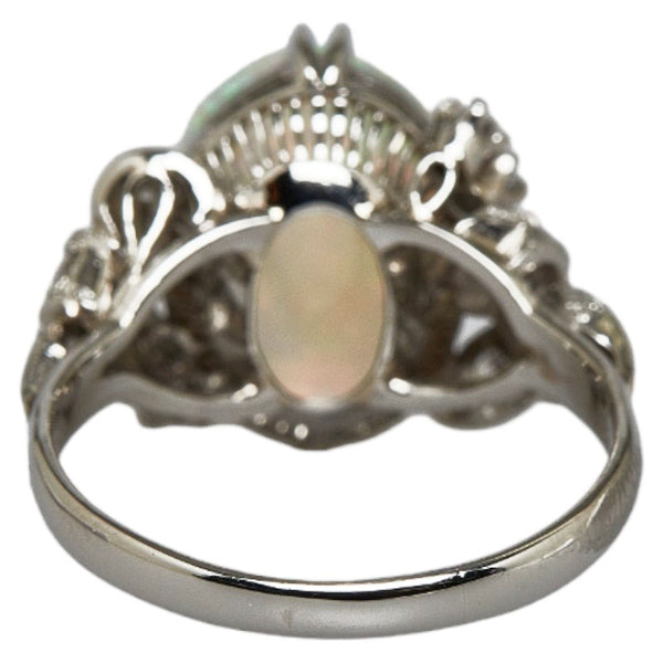 Pt850 プラチナ オパール3.53ct ダイヤ0.13ct カボション リング 指輪 レディース 12号 【中古】