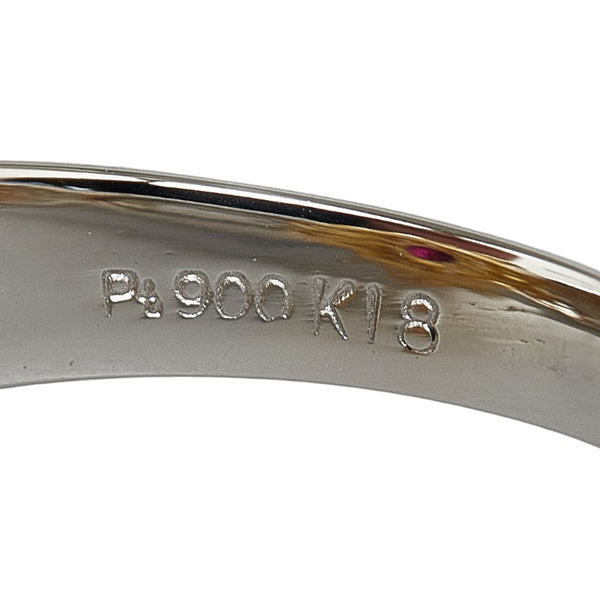 Pt900 プラチナ K18YG イエローゴールド ルビー0.36ct ダイヤ0.25ct リング 指輪 レディース 9号 【中古】