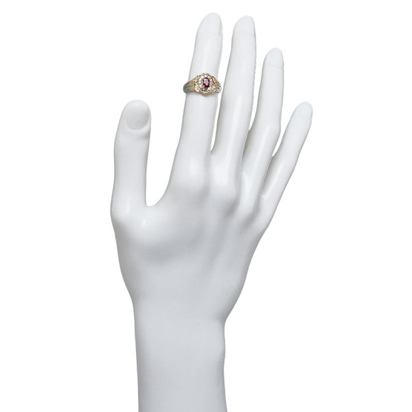 Pt900 プラチナ K18YG イエローゴールド ルビー0.36ct ダイヤ0.25ct リング 指輪 レディース 9号 【中古】