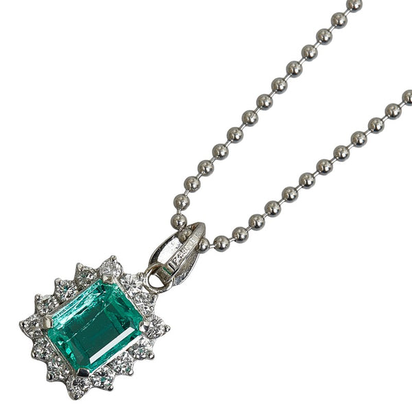 Pt900 プラチナ Pt850 プラチナ エメラルド1.22ct ダイヤ0.55ct ペンダントネックレス レディース 【中古】