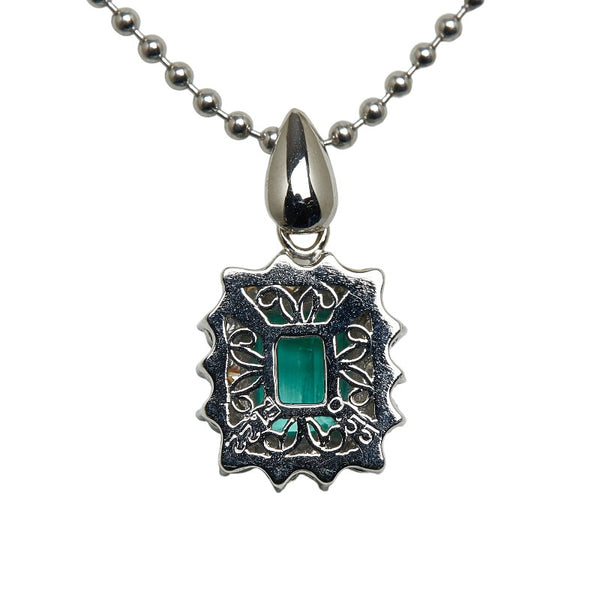 Pt900 プラチナ Pt850 プラチナ エメラルド1.22ct ダイヤ0.55ct ペンダントネックレス レディース 【中古】