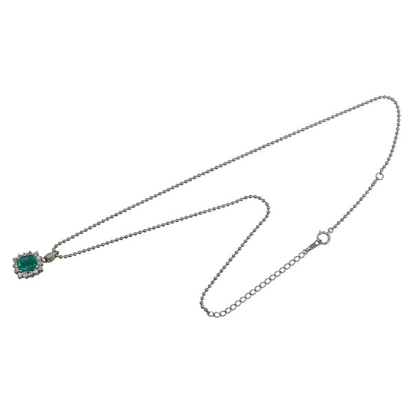 Pt900 プラチナ Pt850 プラチナ エメラルド1.22ct ダイヤ0.55ct ペンダントネックレス レディース 【中古】