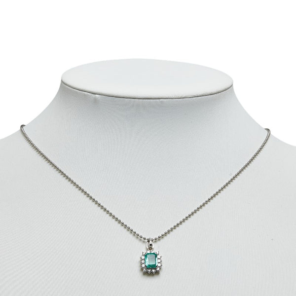 Pt900 プラチナ Pt850 プラチナ エメラルド1.22ct ダイヤ0.55ct ペンダントネックレス レディース 【中古】