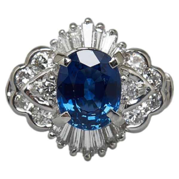 Pt900 プラチナ サファイア1.34ct ダイヤ0.50ct リング 指輪 レディース 10号 【中古】