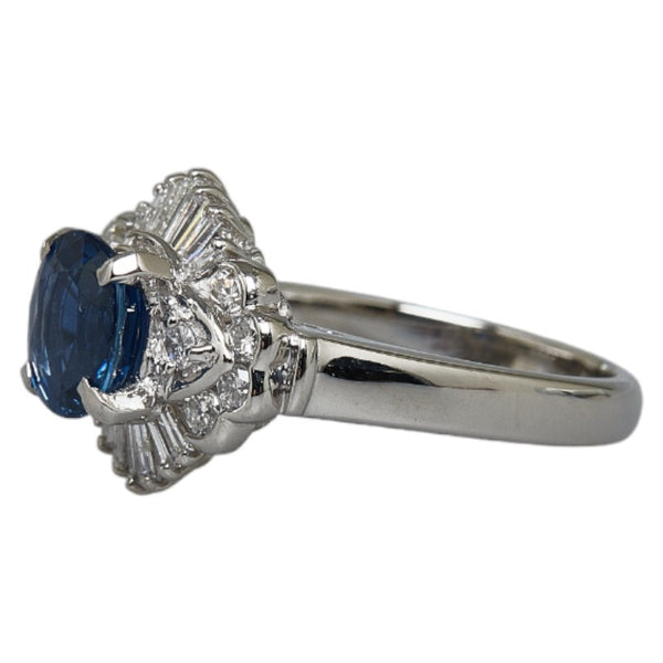 Pt900 プラチナ サファイア1.34ct ダイヤ0.50ct リング 指輪 レディース 10号 【中古】