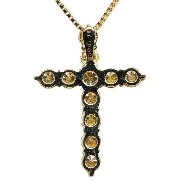 K18YG イエローゴールド ダイヤ1.00ct クロス ネックレス レディース 【中古】