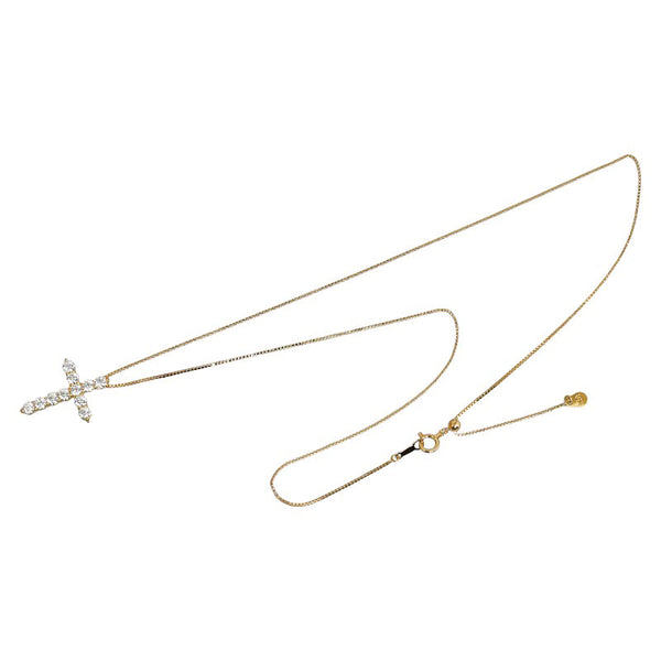 K18YG イエローゴールド ダイヤ1.00ct クロス ネックレス レディース 【中古】