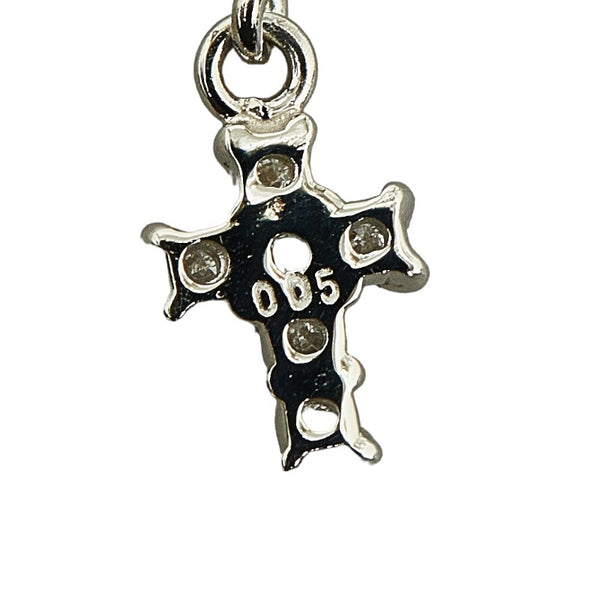 Pt850 プラチナ ダイヤ0.10ct クロス チェーン ピアス レディース 【中古】
