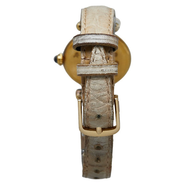 カルティエ マスト コリゼ ヴェルメイユ 腕時計 590002 クオーツ アイボリー文字盤 SV925 シルバー レザー レディース CARTIER 【中古】