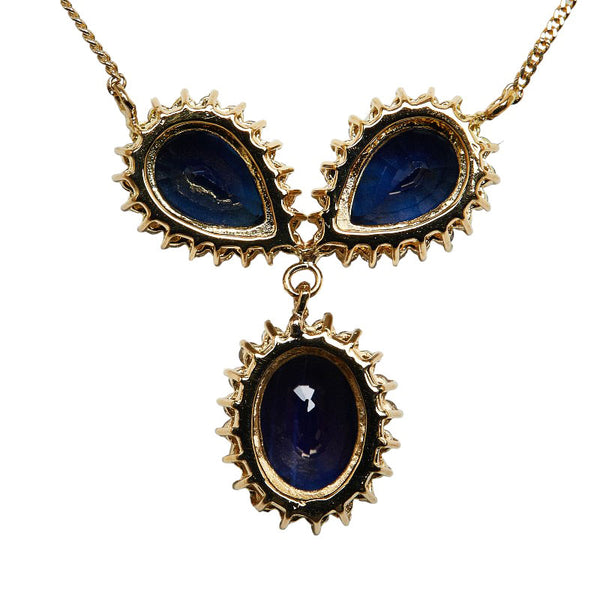 K18YG イエローゴールド サファイア3.5ct ダイヤ0.5ct ネックレス レディース 【中古】