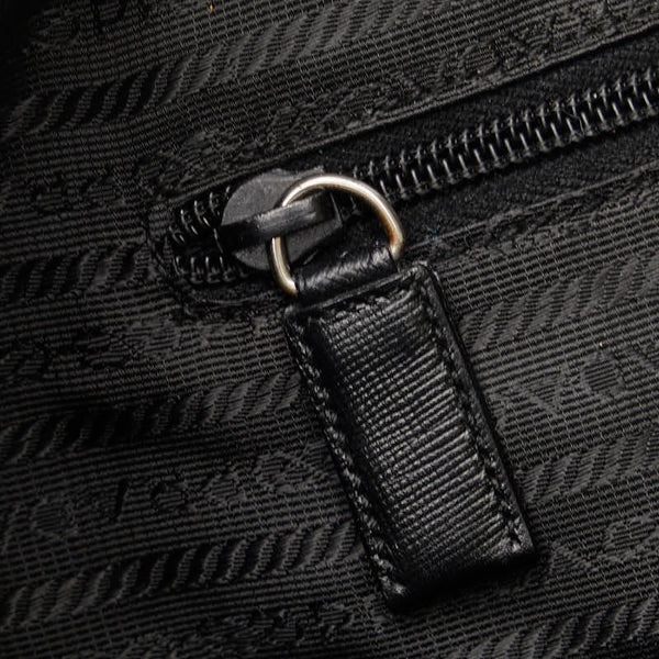 プラダ 三角ロゴプレート ハンドバッグ トートバッグ ブラック ナイロン レザー レディース PRADA 【中古】