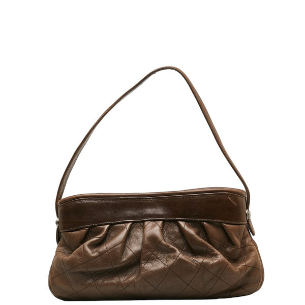 シャネル マトラッセ ロゴ シルバー金具 ワンショルダーバッグ ブラウン ラムスキン レディース CHANEL 【中古】