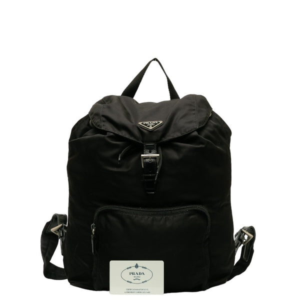 プラダ 三角ロゴプレート リュック バックパック B4650 ブラック ナイロン レディース PRADA 【中古】