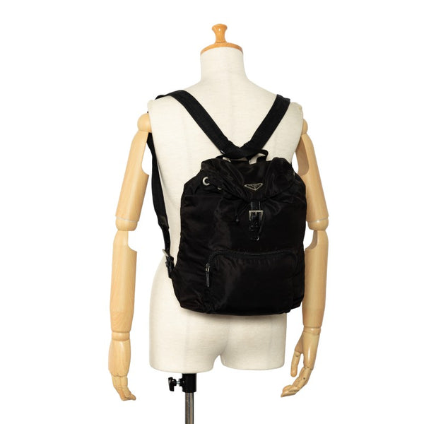 プラダ 三角ロゴプレート リュック バックパック B4650 ブラック ナイロン レディース PRADA 【中古】