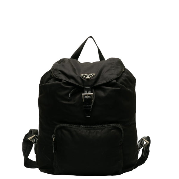 プラダ 三角ロゴプレート リュック バックパック B4650 ブラック ナイロン レディース PRADA 【中古】