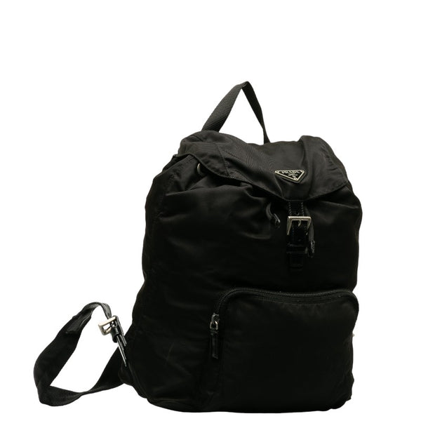 プラダ 三角ロゴプレート リュック バックパック B4650 ブラック ナイロン レディース PRADA 【中古】