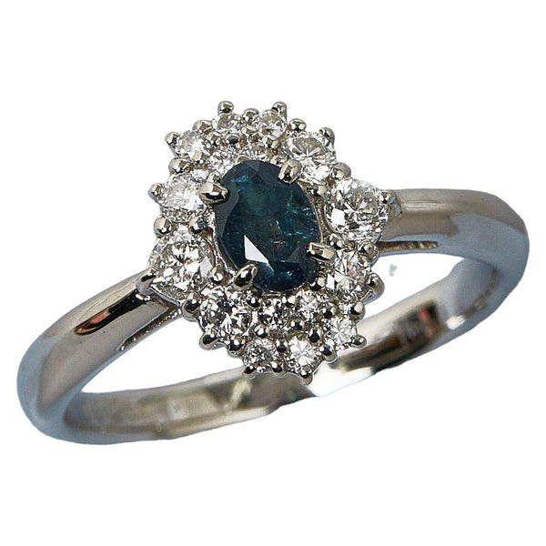 Pt900 プラチナ アレキサンドライト0.40ct ダイヤ0.36ct ラウンド リング 指輪 レディース 13号 【中古】
