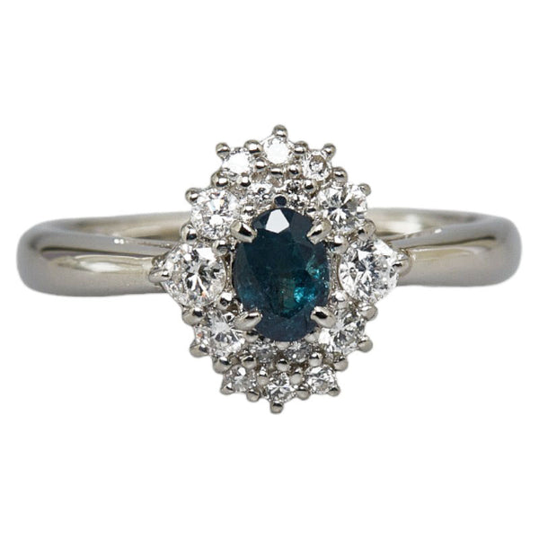 Pt900 プラチナ アレキサンドライト0.40ct ダイヤ0.36ct ラウンド リング 指輪 レディース 13号 【中古】