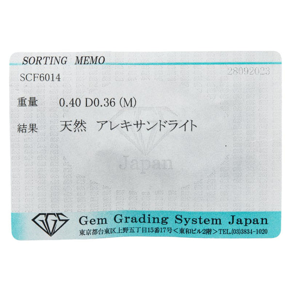 Pt900 プラチナ アレキサンドライト0.40ct ダイヤ0.36ct ラウンド リング 指輪 レディース 13号 【中古】