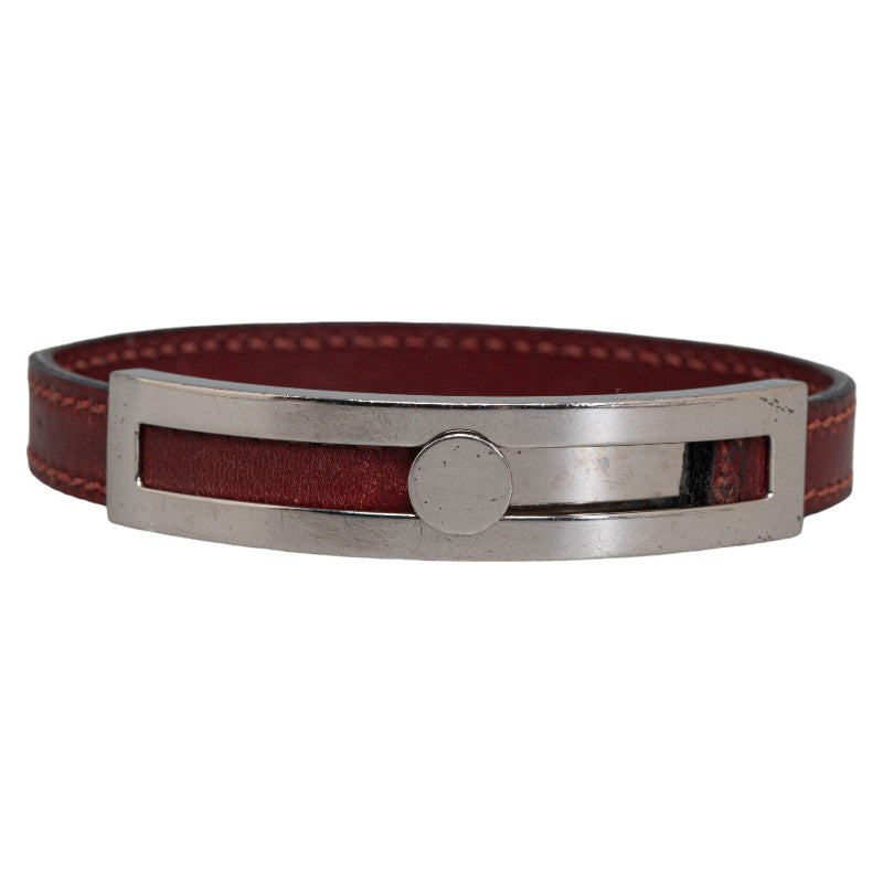 エルメス プスプス ブレスレット ワインレッド レザー レディース HERMES 【中古】