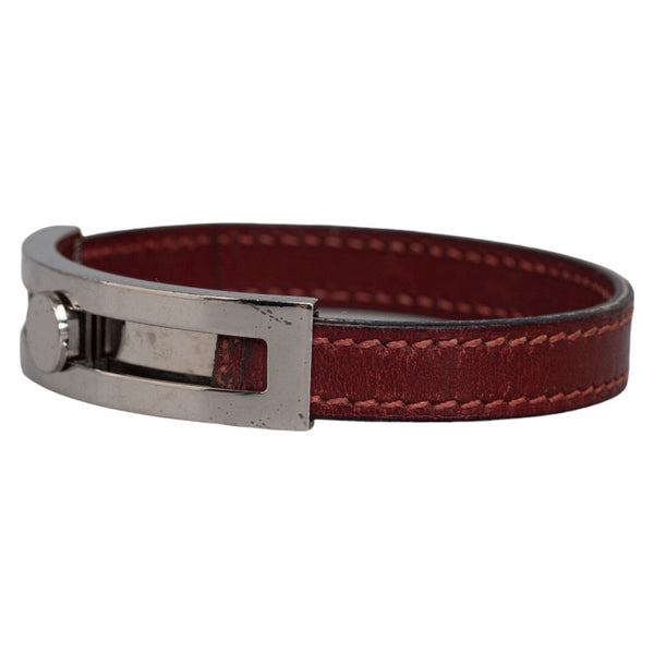 エルメス プスプス ブレスレット ワインレッド レザー レディース HERMES 【中古】