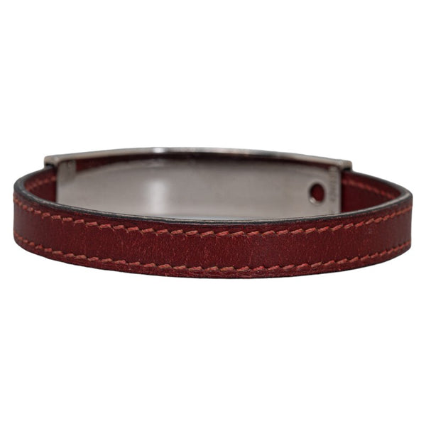 エルメス プスプス ブレスレット ワインレッド レザー レディース HERMES 【中古】