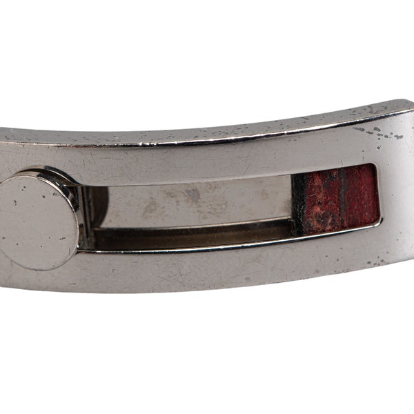 エルメス プスプス ブレスレット ワインレッド レザー レディース HERMES 【中古】