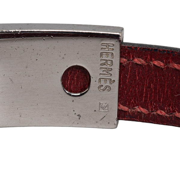 エルメス プスプス ブレスレット ワインレッド レザー レディース HERMES 【中古】