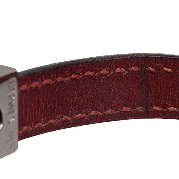 エルメス プスプス ブレスレット ワインレッド レザー レディース HERMES 【中古】