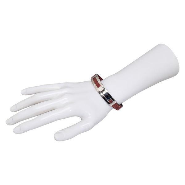 エルメス プスプス ブレスレット ワインレッド レザー レディース HERMES 【中古】