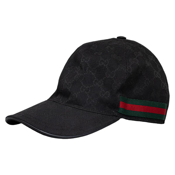 グッチ GGキャンバス ベースボールキャップ 200035 ブラック キャンバス レザー メンズ GUCCI 【中古】