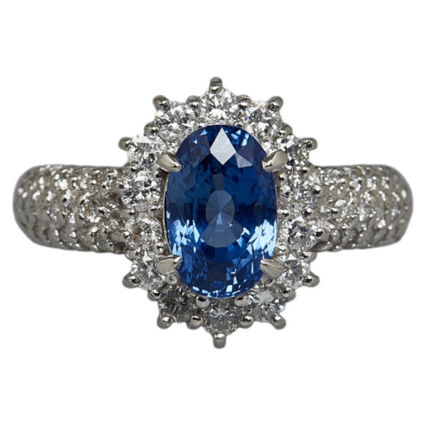 Pt900 プラチナ サファイア2.357ct ダイヤ0.72ct リング 指輪 レディース 9.5号 【中古】