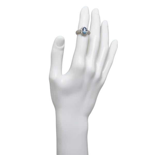 Pt900 プラチナ サファイア2.357ct ダイヤ0.72ct リング 指輪 レディース 9.5号 【中古】