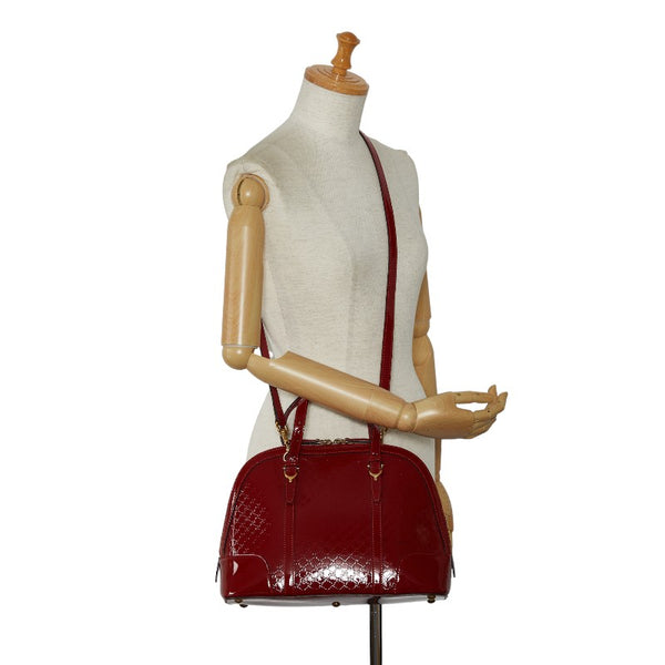 グッチ マイクログッチシマ ハンドバッグ ショルダーバッグ 2WAY 309617 レッド パテントレザー レディース GUCCI 【中古】