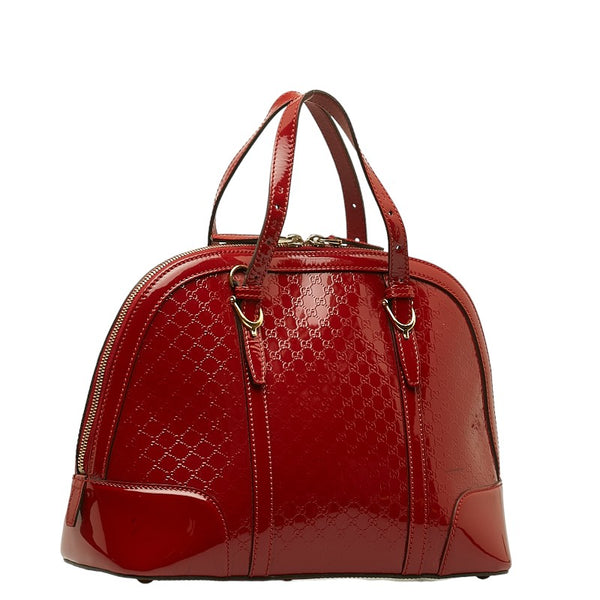 グッチ マイクログッチシマ ハンドバッグ ショルダーバッグ 2WAY 309617 レッド パテントレザー レディース GUCCI 【中古】