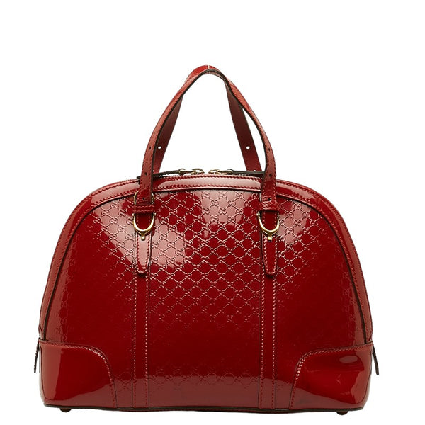 グッチ マイクログッチシマ ハンドバッグ ショルダーバッグ 2WAY 309617 レッド パテントレザー レディース GUCCI 【中古】