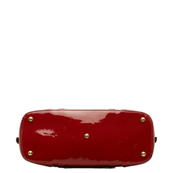 グッチ マイクログッチシマ ハンドバッグ ショルダーバッグ 2WAY 309617 レッド パテントレザー レディース GUCCI 【中古】