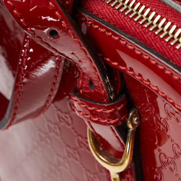 グッチ マイクログッチシマ ハンドバッグ ショルダーバッグ 2WAY 309617 レッド パテントレザー レディース GUCCI 【中古】