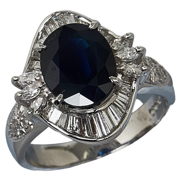 Pt900 プラチナ サファイア3.55ct ダイヤ0.67ct リング 指輪 レディース 12.5号 【中古】