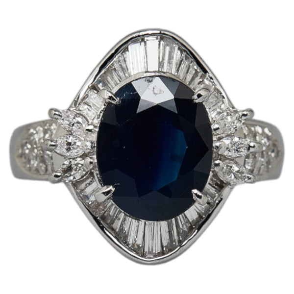Pt900 プラチナ サファイア3.55ct ダイヤ0.67ct リング 指輪 レディース 12.5号 【中古】